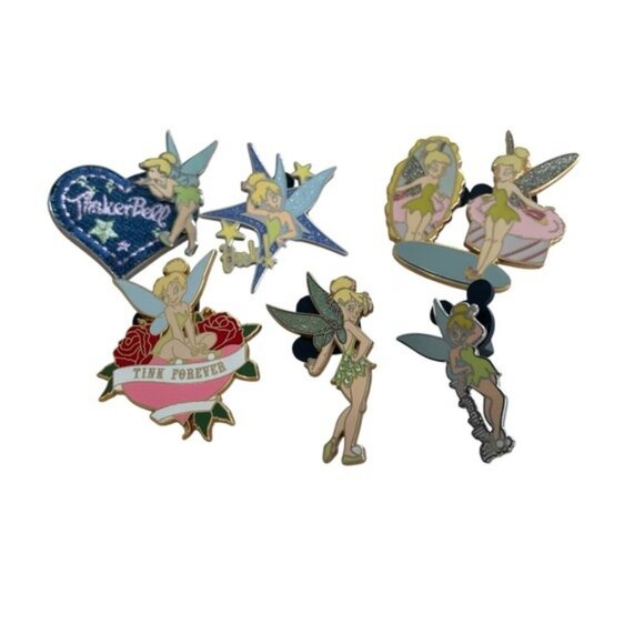 Disney Pins Tinker Bell Enamel Pin Set 2003-2007 Set of 6 - Picture 2 of 11